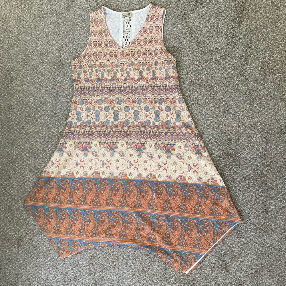 One World Dress Sleeveless Women Size Large Paisley Multicolor Resort-wear EUC